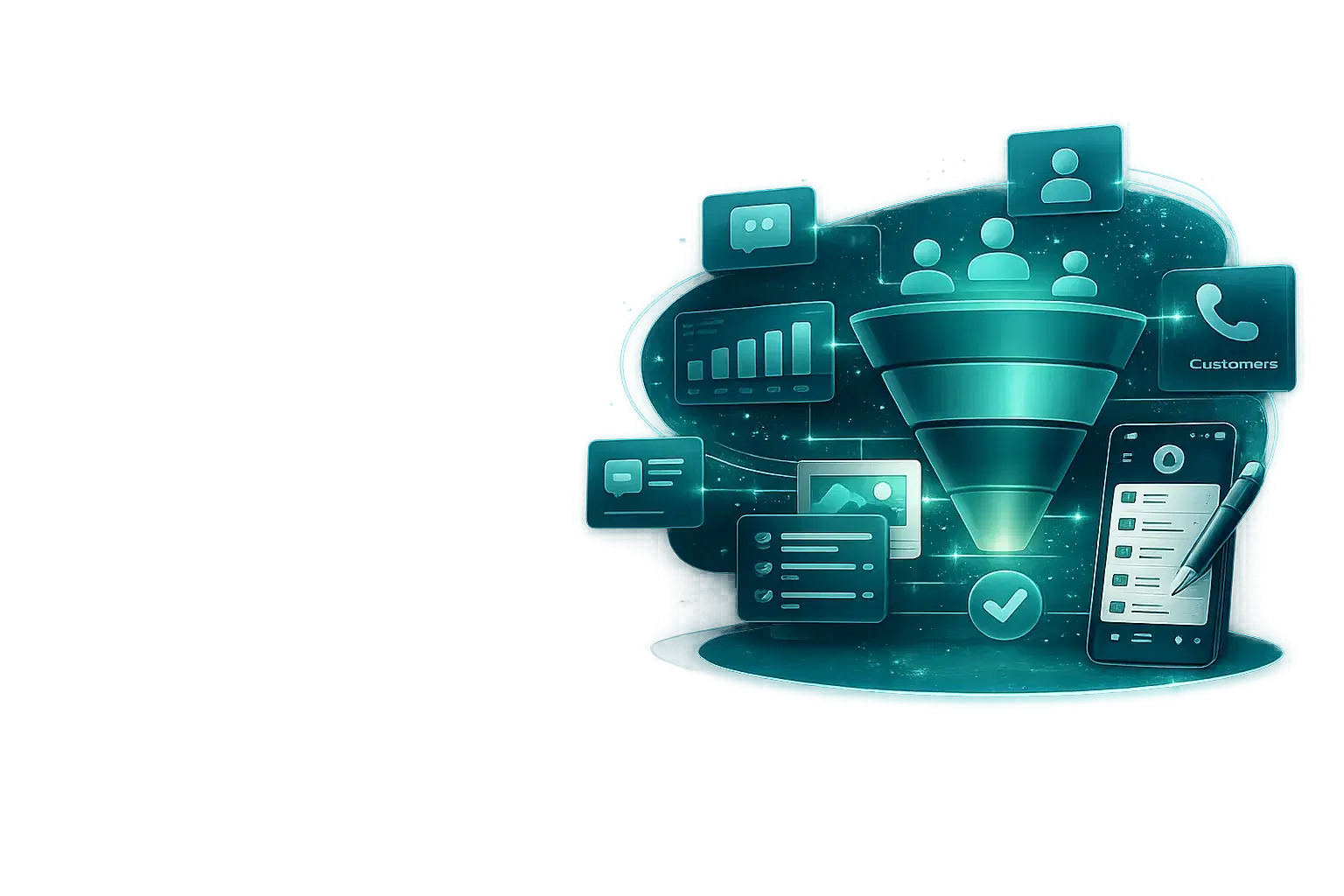 Illustration representing customer acquisition and support